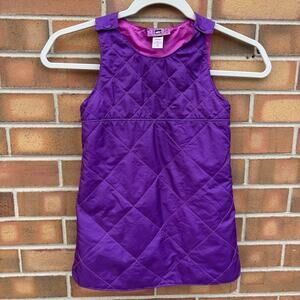 REI Girls 4T Purple Quilted Puffer Tank Sheath Jumper Dress Button Straps Camp